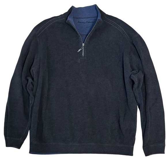 Tommy Bahama Blue Charcoal‎ Flip Coast Half-Zip Reversible Sweater Sz XL - Picture 4 of 5